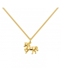 Anhänger Pferd mit massiver Goldkette 1,1 mm 333-8 Karat Gold Juwelier Qualität