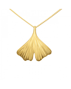 Anhänger Ginkgoblatt Kettenanhänger aus massiv 375 - 9 kt Gelbgold  mit massiver Goldkette