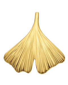 Anhänger Ginkgoblatt Kettenanhänger aus massiv 375 - 9 kt Gelbgold  mit massiver Goldkette