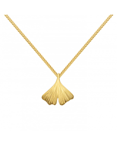 Anhänger  Ginkgoblatt mit massiver Goldkette 1,1 mm 333-8 Karat Gold Juwelier Qualität