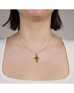 Anhänger Kreuz 585 14 Karat Gold mit massiver Goldkette 1,1 mm 585-14 Karat Gold Juwelier Qualität