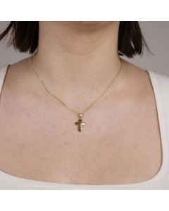 Anhänger Kreuz 585 14 Karat Gold mit massiver Goldkette 1,1 mm 585-14 Karat Gold Juwelier Qualität