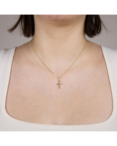 Anhänger Kreuz 585 14 Karat Gold mit massiver Goldkette 1,1 mm 585-14 Karat Gold Juwelier Qualität