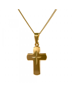 Anhänger Kreuz 585 14 Karat Gold mit massiver Goldkette 1,1 mm 585-14 Karat Gold Juwelier Qualität