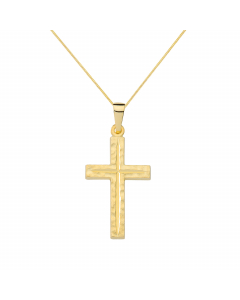 Anhänger Kreuz mit massiver Goldkette 1,1 mm 333-8 Karat Gold