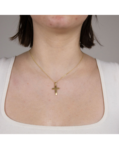 Anhänger Kreuz 585 14 Karat Gold mit massiver Goldkette 1,1 mm 585-14 Karat Gold Juwelier Qualität