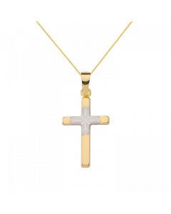 Anhänger Kreuz mit massiver Goldkette 1,1 mm 333-8 Karat Gold