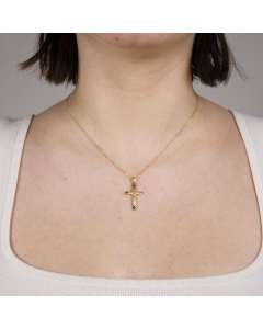 Anhänger Kreuz 585 14 Karat Gold mit massiver Goldkette 1,1 mm 585-14 Karat Gold Juwelier Qualität