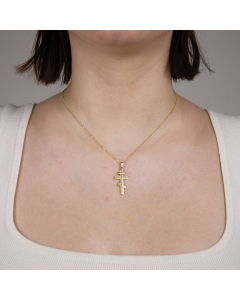 Anhänger Orthodoxes Kreuz 585 14 Karat Gold mit massiver Goldkette 1,1 mm 585-14 Karat Gold Juwelier Qualität
