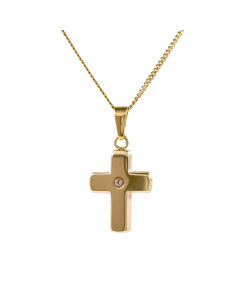 Anhänger Kreuz mit massiver Goldkette 1,1 mm 333-8 Karat Gold