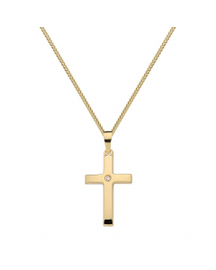 Anhänger Kreuz mit Zirkonia mit Kette 1,1 mm 333-8 Karat Gold