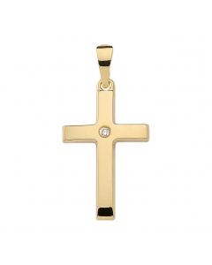Anhänger Kreuz mit Zirkonia mit massiver Goldkette 1,1 mm 333-8 Karat Gold Juwelier Qualität