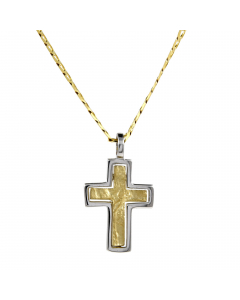Anhänger Kreuz gehämmert mit massiver Goldkette 2,6 mm 333 - 8 Karat Gold Juwelier Qualität