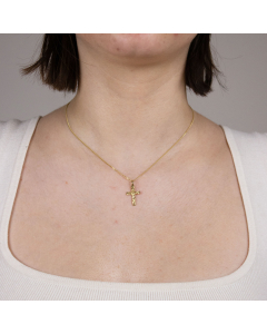 Anhänger Kreuz 585 14 Karat Gold mit massiver Goldkette 1,1 mm 585-14 Karat Gold Juwelier Qualität