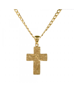 481.95 Anhänger Kreuz gehämmert mit massiver Goldkette 2,6 mm 50 cm 904-KR126658-333-26 Goldketten