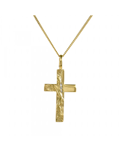 Anhänger Kreuz mit massiver Goldkette 1,1 mm 333-8 Karat Gold