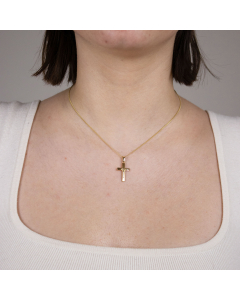 Anhänger Kreuz 585 14 Karat Gold mit massiver Goldkette 1,1 mm 585-14 Karat Gold Juwelier Qualität