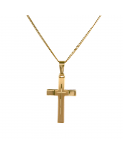 Anhänger Kreuz 585 Gold mit massiver Goldkette 1,1 mm