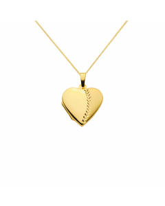 Anhänger Herz Medaillon zum Öffnen für Bildereinlage Kettenanhänger aus massiv 333 - 8 kt Gelbgold  mit massiver Goldkette