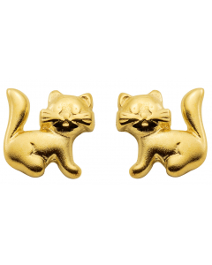 Ohrstecker Katze  333 Gelbgold