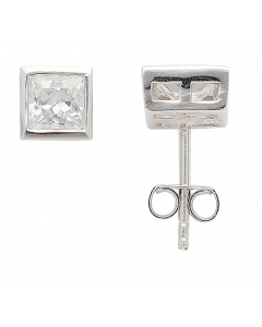 Ohrstecker Zargenfassung Zirkonia 925 Silber rhodiniert