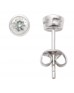 Ohrstecker Zargenfassung Zirkonia 925 Silber rhodiniert