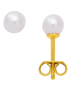 Ohrstecker ohne Rand Süßwasserperle 333 Gelbgold