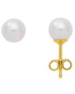Ohrstecker ohne Rand Süßwasserperle 333 Gelbgold