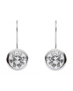 Ohrhänger, Ohrringe mit Bügel Zargenfassung Zirkonia 925 Silber rhodiniert