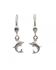 Ohrhänger, Ohrringe mit Brisur Delphin  925 Silber rhodiniert