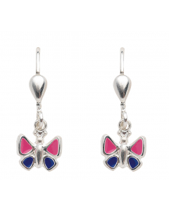 Ohrhänger, Ohrringe mit Brisur Schmetterling  925 Silber rhodiniert