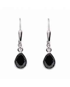 Ohrhänger, Ohrringe mit Brisur  Zirkonia farbig schwarz 925 Silber rhodiniert