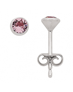 Sortiment Ohrschmuck Zargenfassung Zirkonia farbig rosa 925 Silber rhodiniert