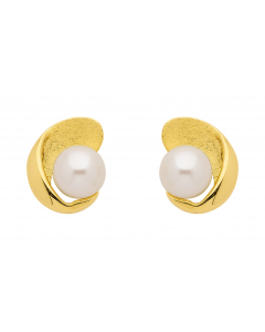 Ohrstecker  Zirkonia mit Süßwasserzuchtperle 333 Gelbgold