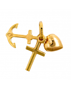 Anhänger Glaube-Liebe-Hoffnung 333 8K Gold mit massiver Goldkette
