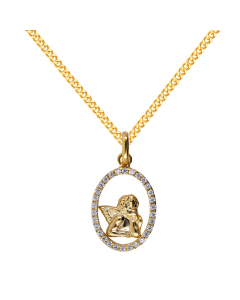 Anhänger Engel mit Zirkonia 333 8K Gold mit massiver Goldkette