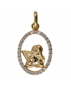 Anhänger Engel mit Zirkonia 333 8K Gold mit massiver Goldkette