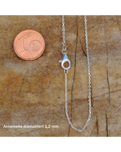 1,2 mm 50 cm 925 Sterlingsilber Ankerkette diamantiert massiv Silber hochwertige Halskette 2,1 g