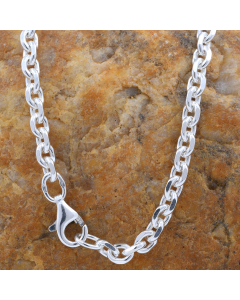 3,7 mm 925 Sterlingsilber Ankerkette diamantiert massiv Silber hochwertige Halskette - Länge nach Wahl