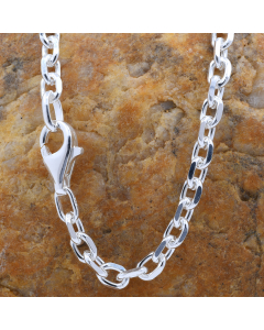 4,4 mm 925 Sterlingsilber Ankerkette diamantiert massiv Silber hochwertige Halskette - Länge nach Wahl