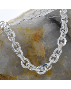 8,8 mm 925 Sterlingsilber Ankerkette diamantiert massiv Silber hochwertige Halskette - Länge nach Wahl