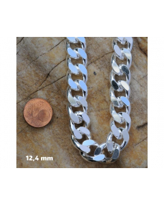 12,4 mm Silberkette Panzerkette massiv 925 Sterlingsilber hochwertige Halskette - Länge nach Wahl