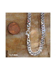 5,2 mm 925 Sterlingsilber massive Silberkette Panzerkette 50/55/60 cm - elegante Silber Kette Damen und Herren Juwelier Qualität - Made in Germany