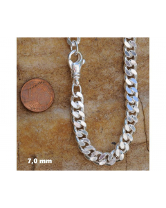 7,0 mm 925 Sterlingsilber massive Silberkette Panzerkette 50/55/60/70 cm - elegante Silber Kette Damen und Herren Juwelier Qualität - Made in Germany