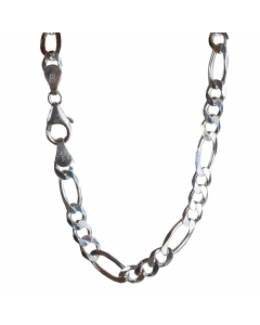 5,1 mm 925 Sterlingsilber massive Silberkette Figarokette diamantiert 50/55/60 cm - elegante Silberkette Damen und Herren Juwelier Qualität - Made in Germany