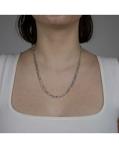 5,1 mm 925 Sterlingsilber massive Silberkette Figarokette diamantiert 50/55/60 cm - elegante Silberkette Damen und Herren Juwelier Qualität - Made in Germany