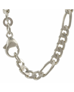 4,3 mm Silber Halskette Figarokette massiv 925 Sterlingsilber hochwertige Silberkette - Länge nach Wahl