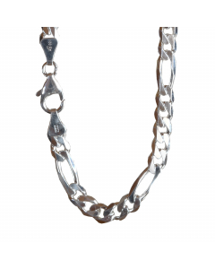 5,3 mm 925 Sterlingsilber massive Silberkette Figarokette diamantiert 50/55/60 cm - elegante Silberkette Damen und Herren Juwelier Qualität - Made in Germany