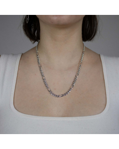 5,3 mm 925 Sterlingsilber massive Silberkette Figarokette diamantiert 50/55/60 cm - elegante Silberkette Damen und Herren Juwelier Qualität - Made in Germany