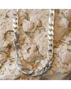 6,0 mm 925 Sterlingsilber massive Silberkette Figarokette diamantiert 45/50/55/60 cm - elegante Silberkette Damen und Herren Juwelier Qualität - Made in Germany